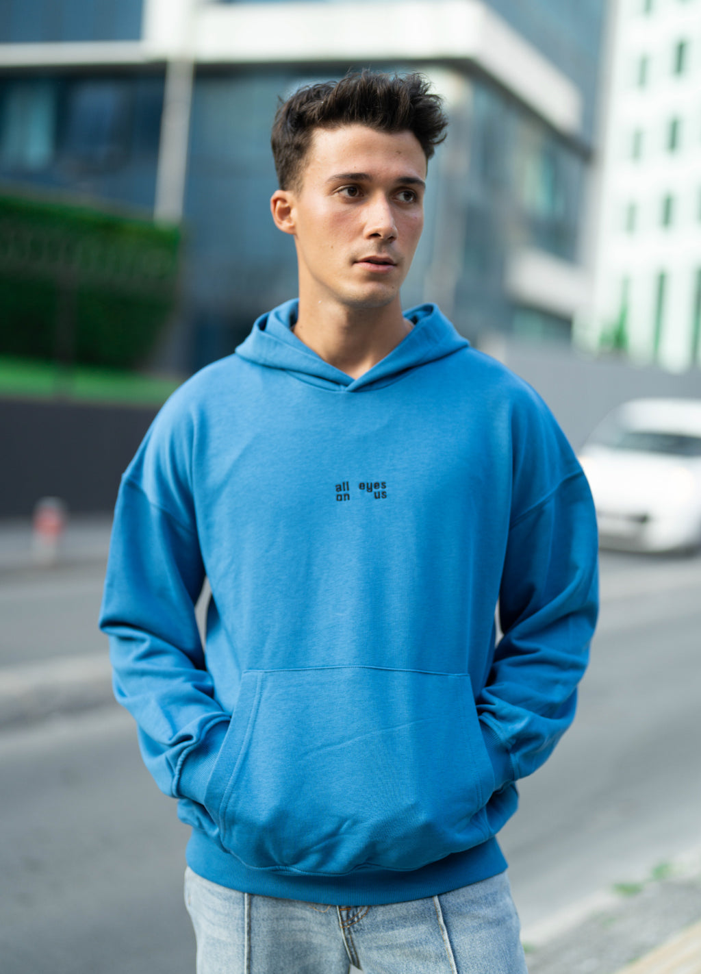 Unisex Indigo Embroidered Hoodie