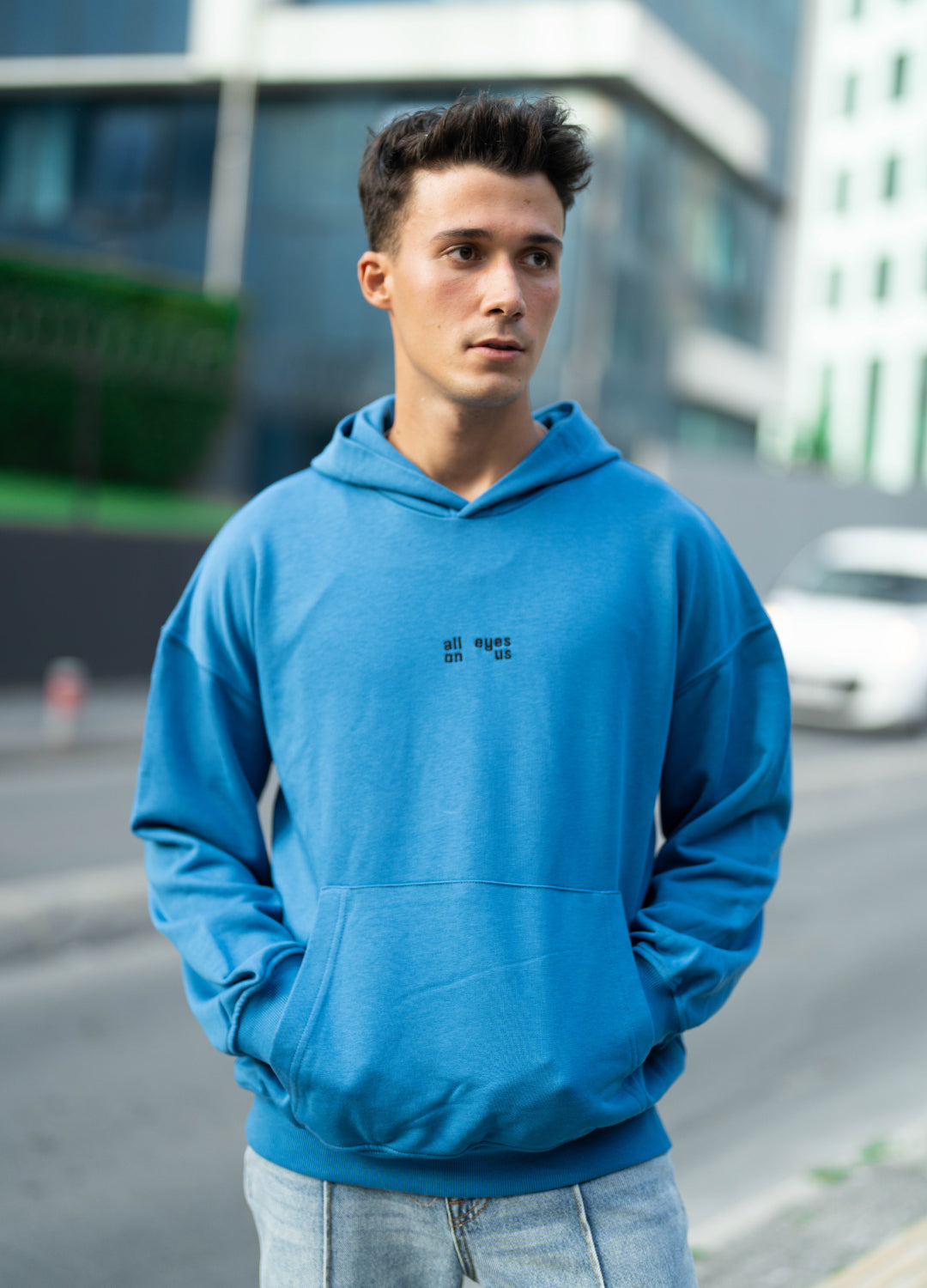 Unisex Indigo Embroidered Hoodie