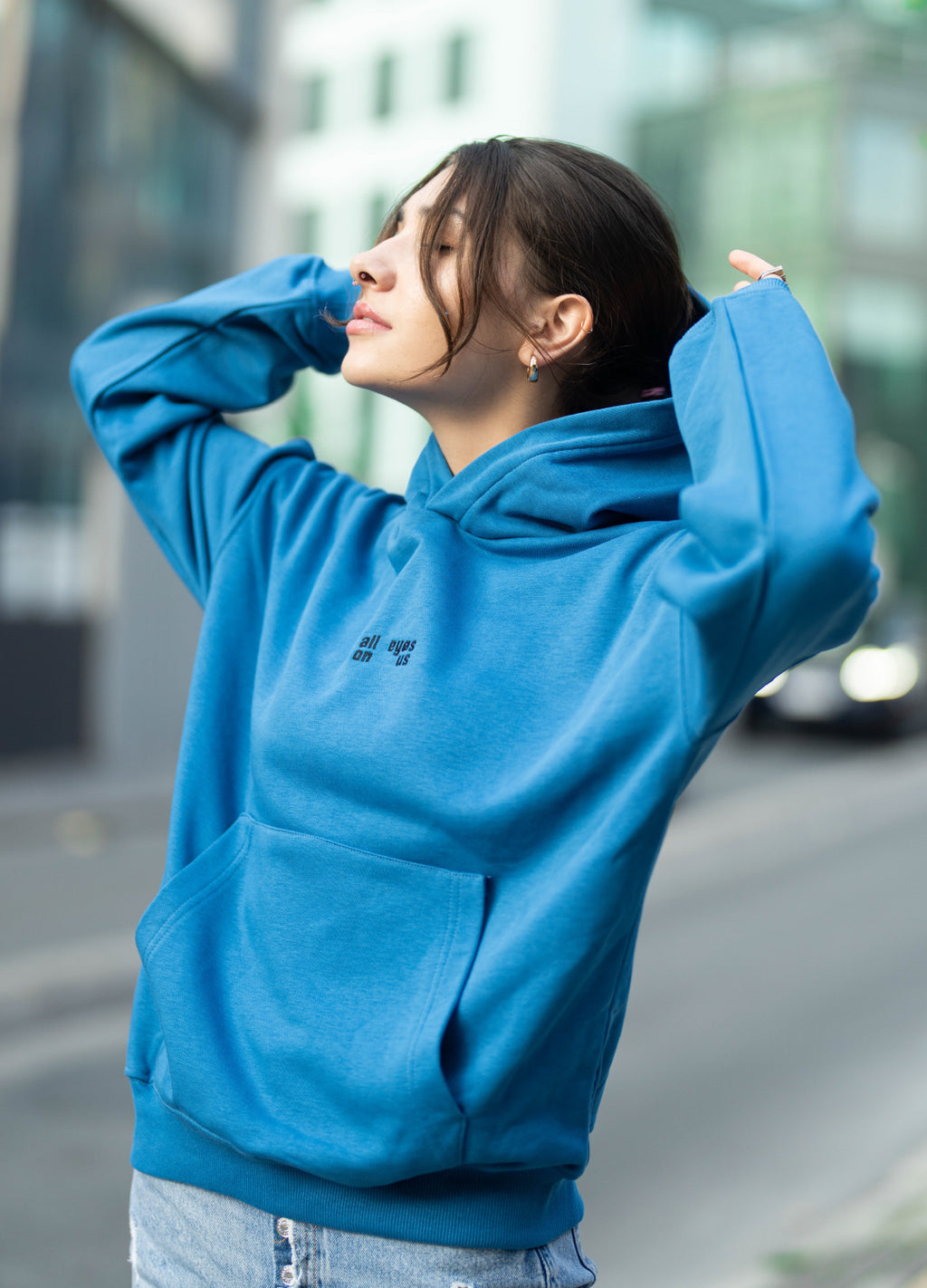 Unisex Indigo Embroidered Hoodie