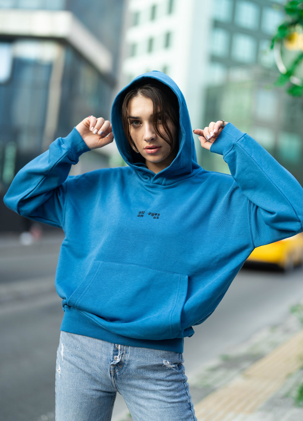 Unisex Indigo Embroidered Hoodie