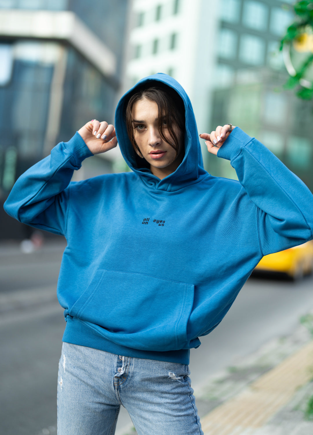 Unisex Indigo Embroidered Hoodie