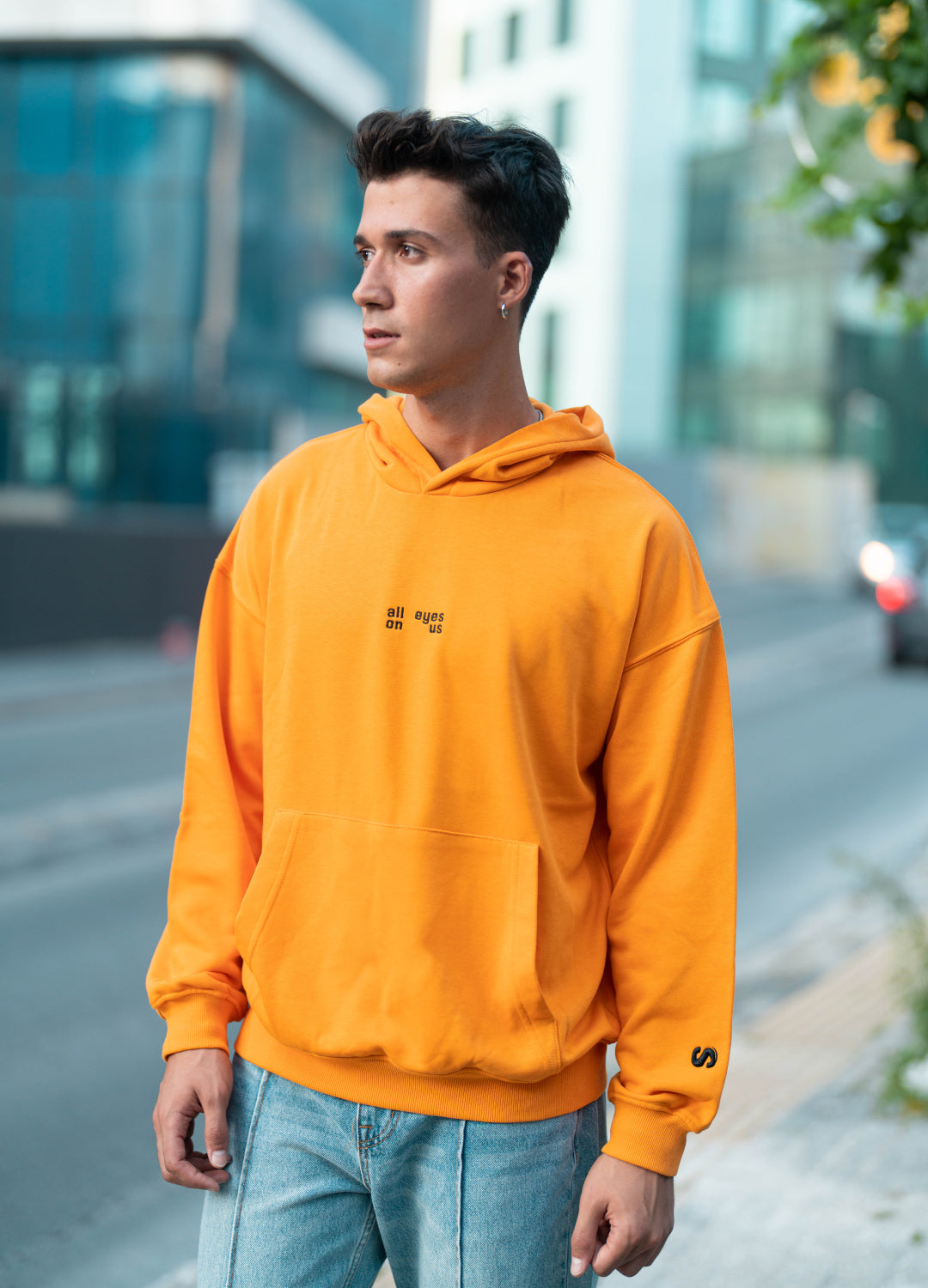 Unisex Orange Storm Embroidered Hoodie