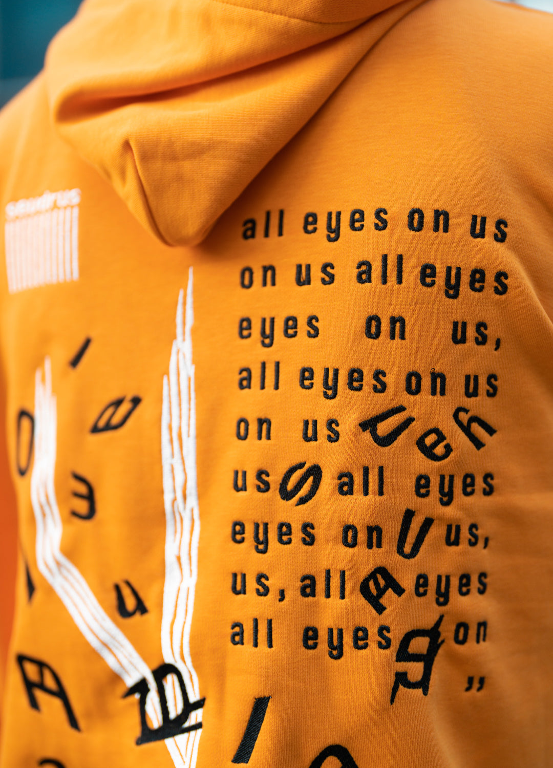 Unisex Orange Storm Embroidered Hoodie