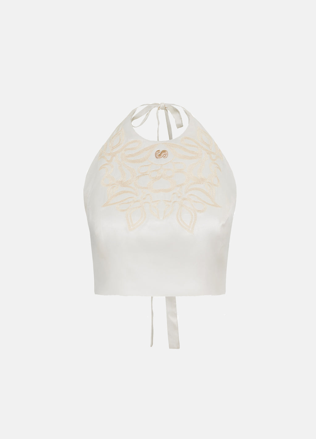 Embroidered Cream Floral Satin Bustier