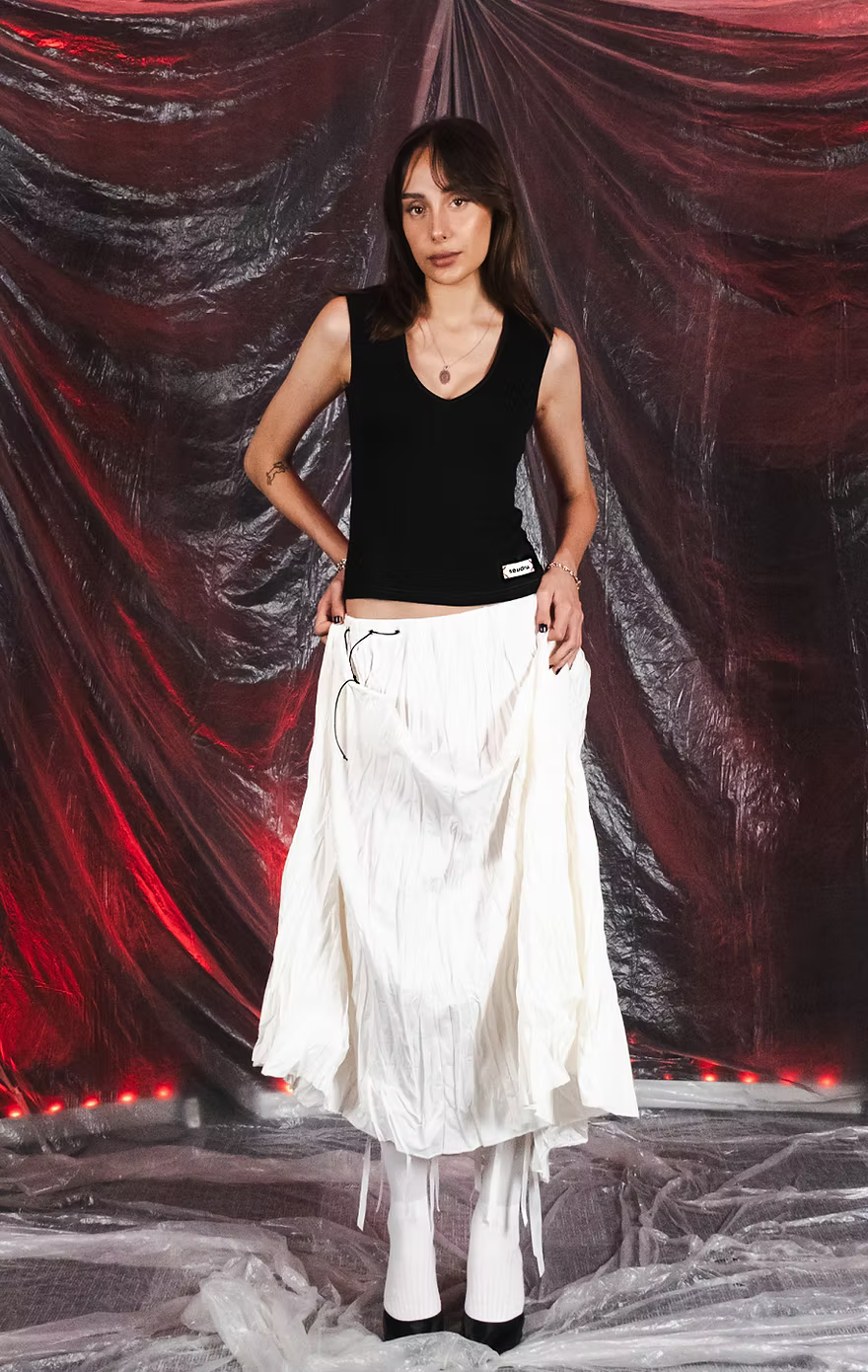 Pearl White Maxi Skirt 02