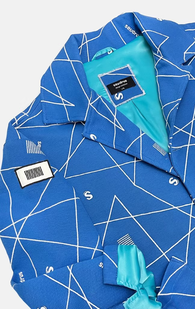 Unisex Embroidered Exist Blue Jacket - Runway Collection