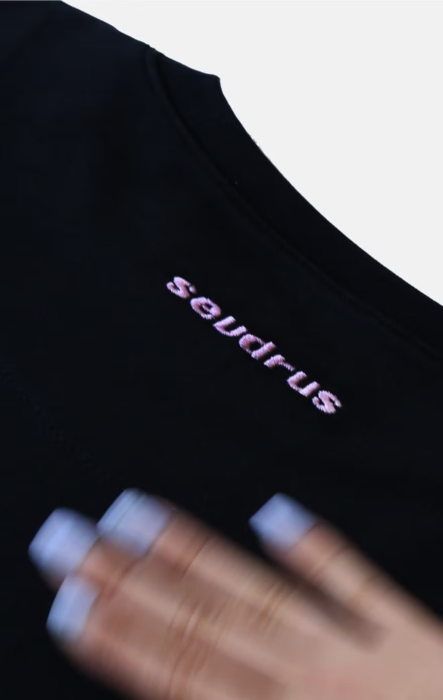 Unisex Oversized Black T-shirt Pink Logo