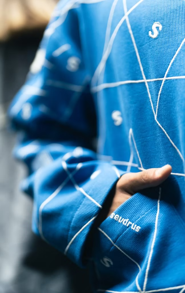 Unisex Embroidered Exist Blue Jacket - Runway Collection