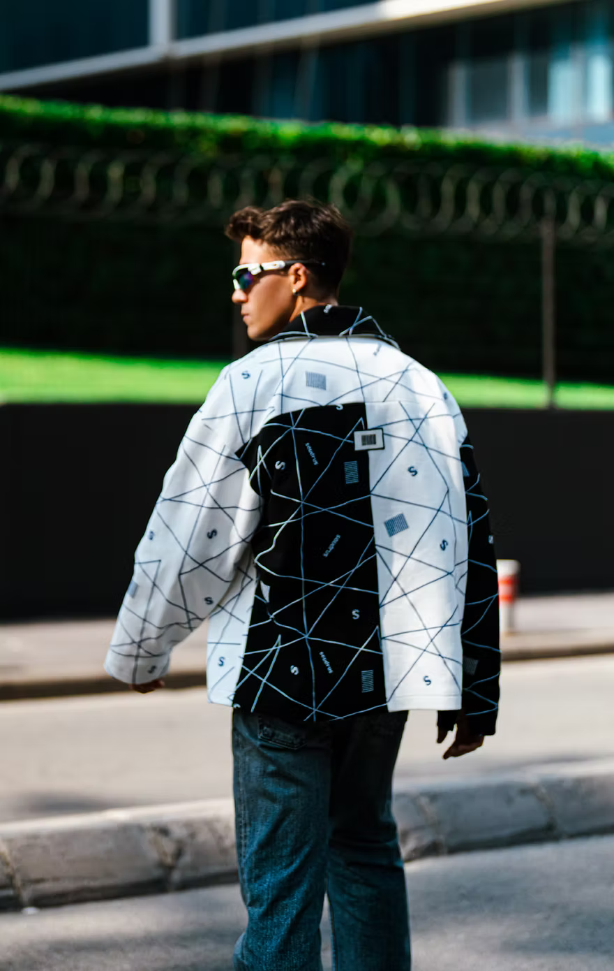 Unisex Embroidered Exist Black White Jacket