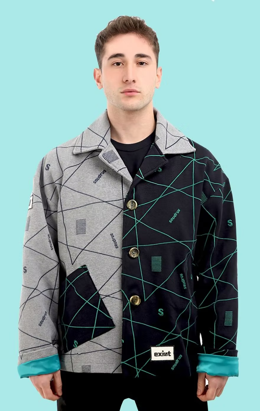 Unisex Embroidered Exist Jacket Gray - Runway Collection