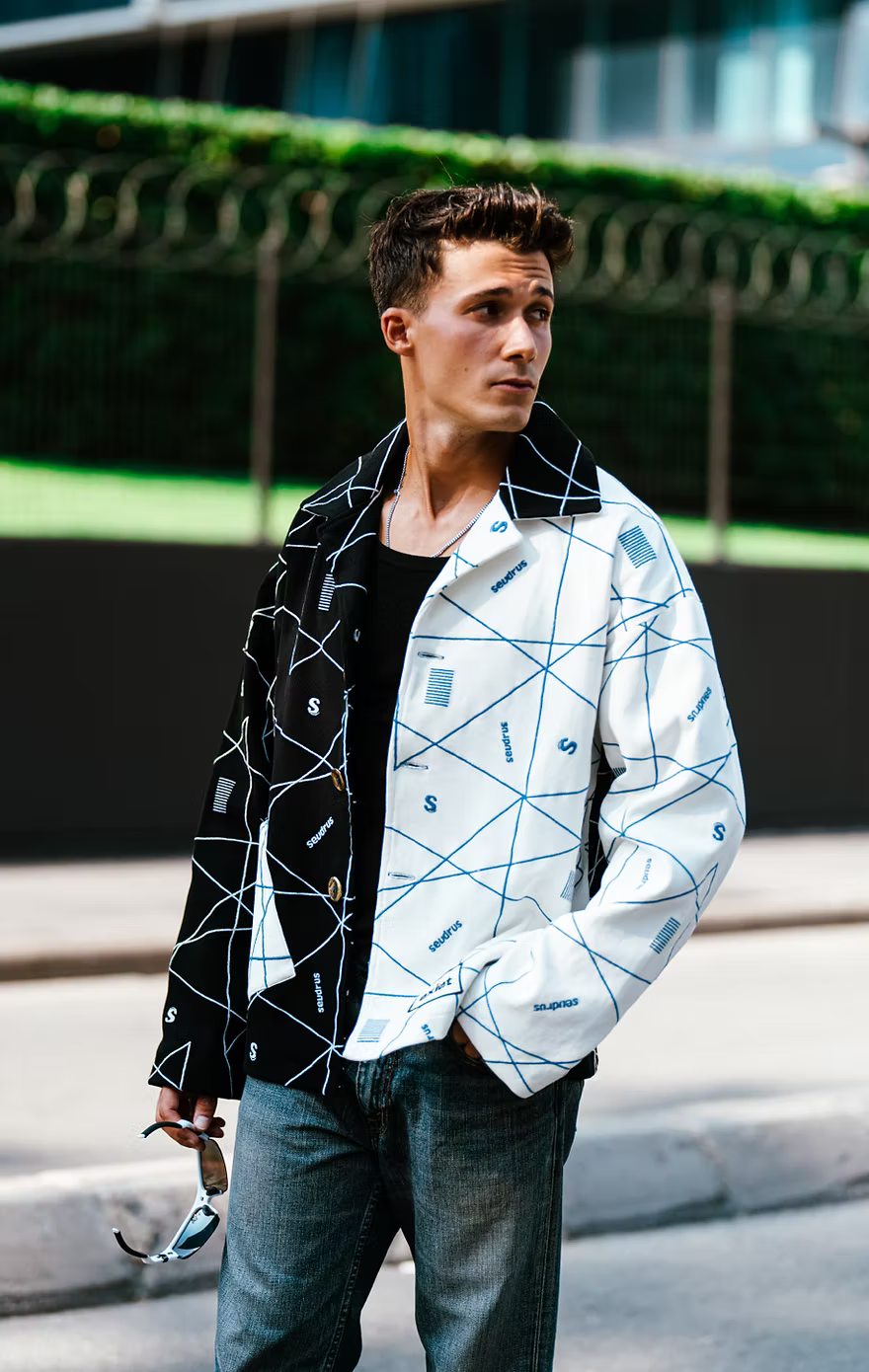 Unisex Embroidered Exist Black White Jacket