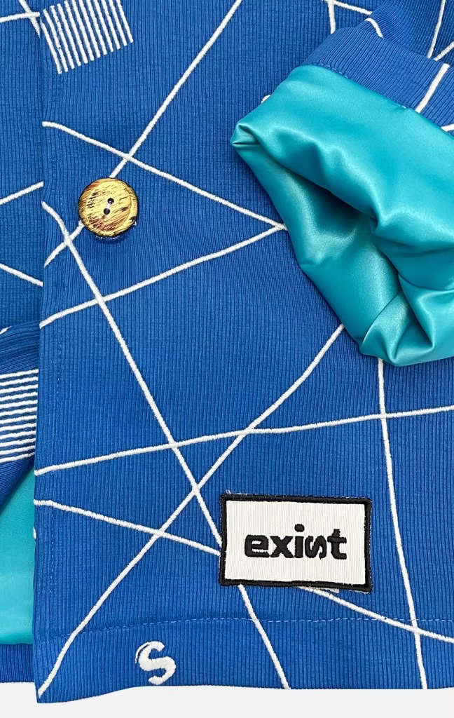Unisex Embroidered Exist Blue Jacket - Runway Collection