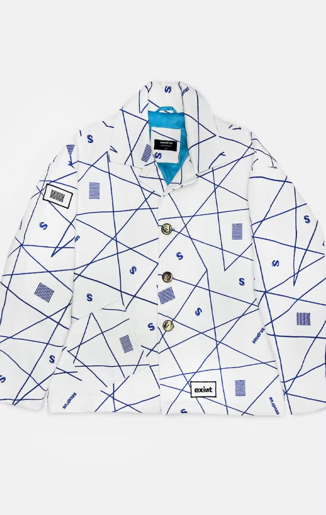 Unisex Embroidered Exist Jacket White - Runway Collection