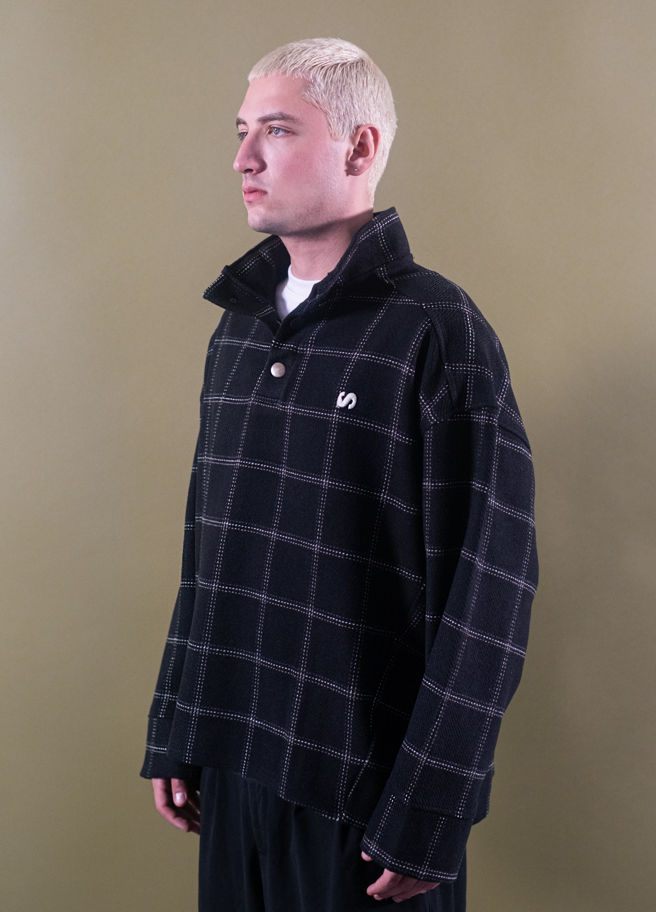 Unisex Charcoal High Collar Black Sweatshirt