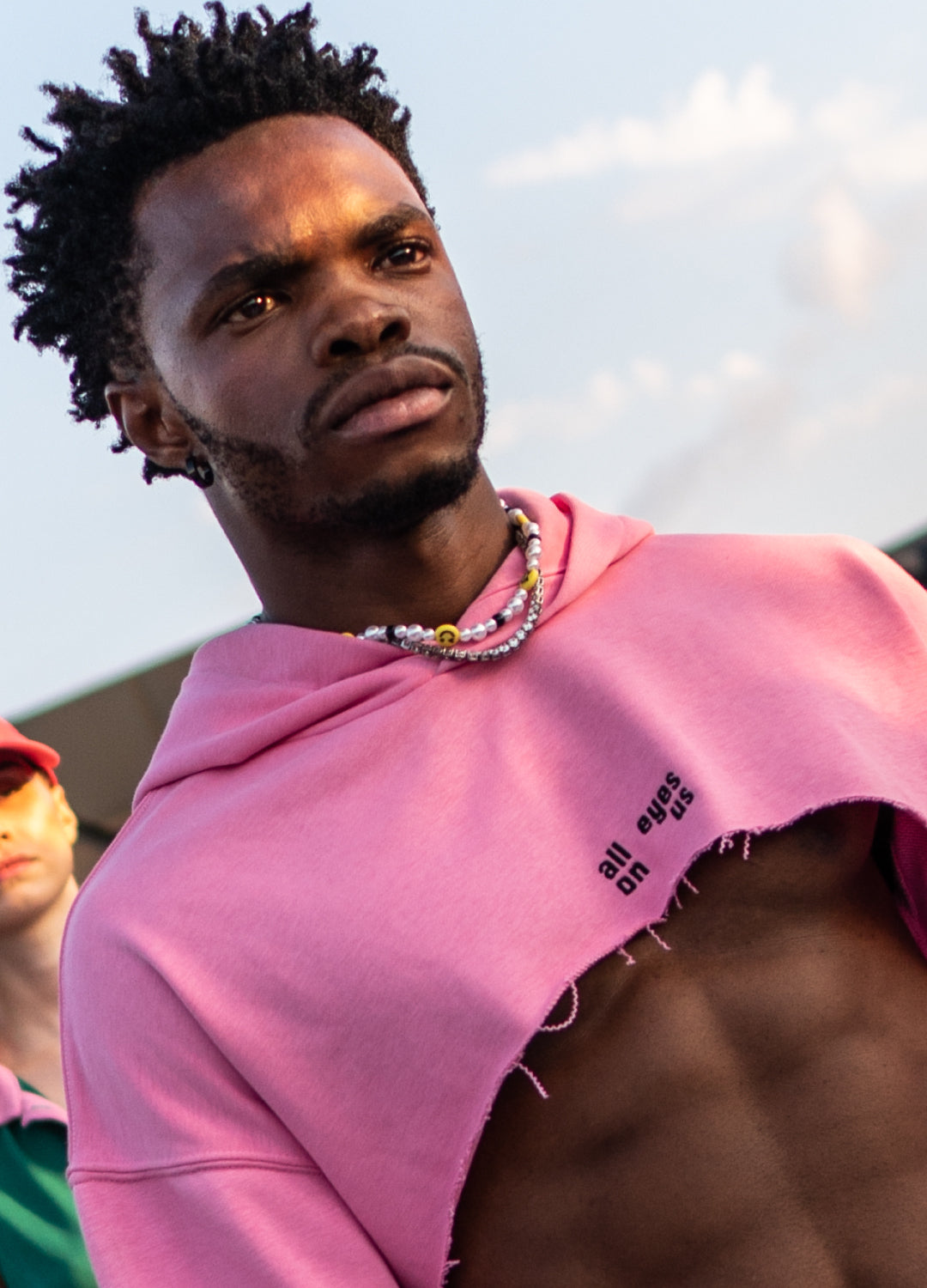 Pink Lines Crop Hoodie- Runway Collection