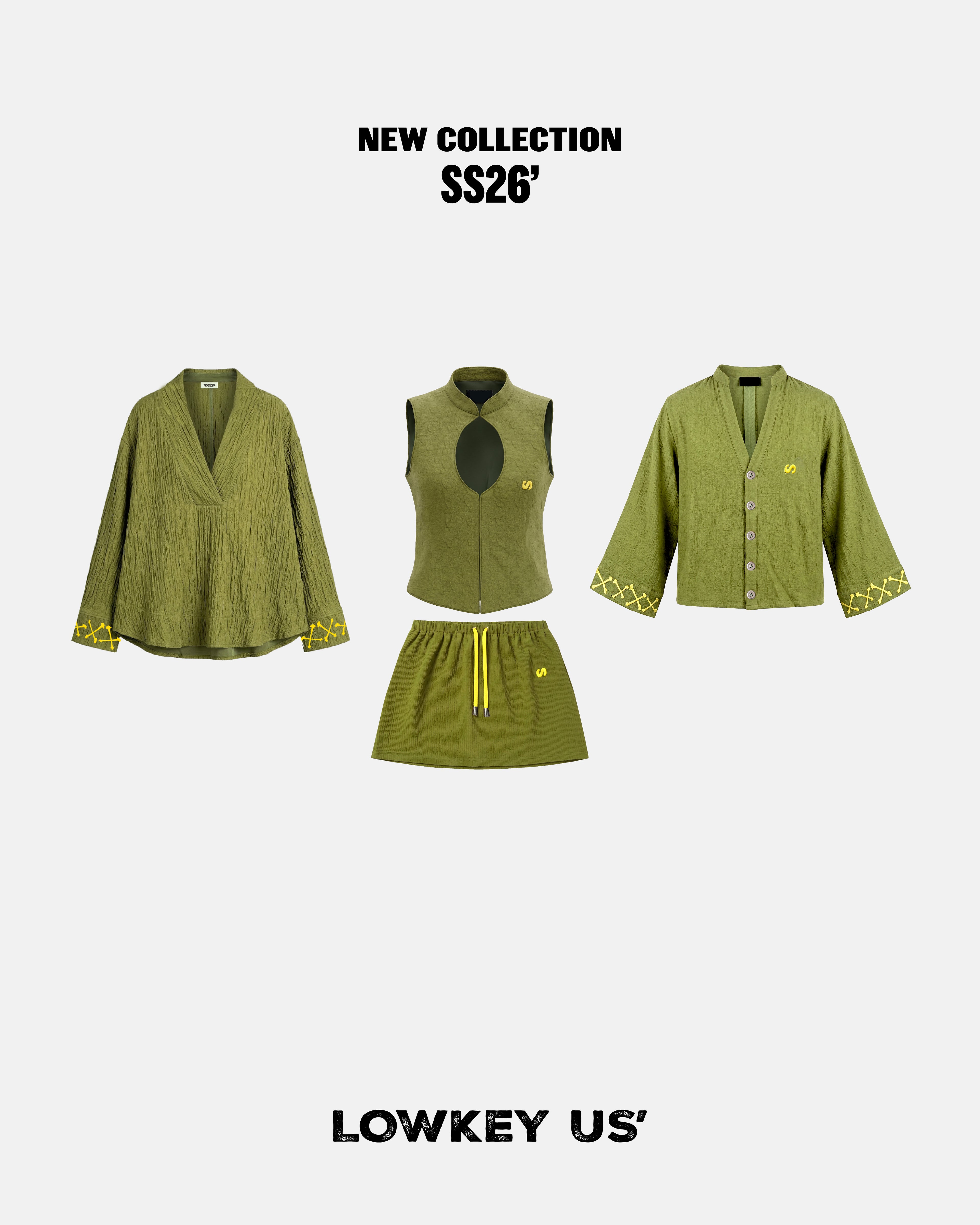Nomadic Green X Nakışlı Oversize V Yaka Gömlek