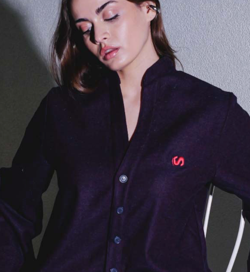 Effortless Logo Nakışlı %30 Yün Mor UZUN Hırka