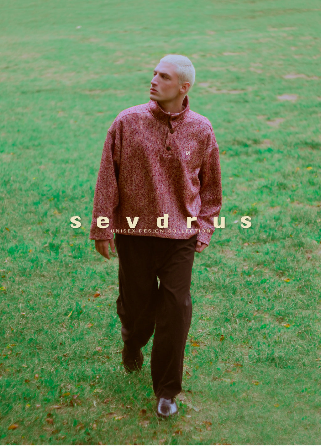 Unisex Garnet Dik Yakalı Yün Sweatshirt