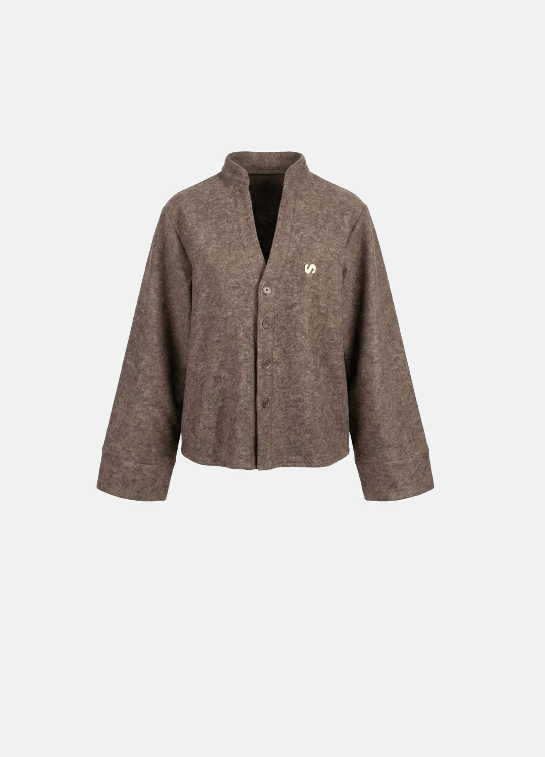 Effortless Logo Nakışlı %30 Yün Kahve Hırka