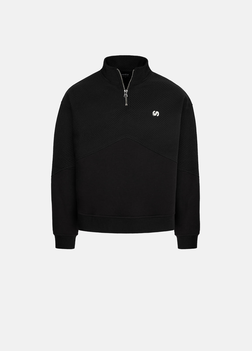 Unisex Prelude Half Zipped Black Sweatshirt