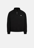 Unisex Prelude Half Zipped Siyah Dokulu Nakışlı Sweatshirt