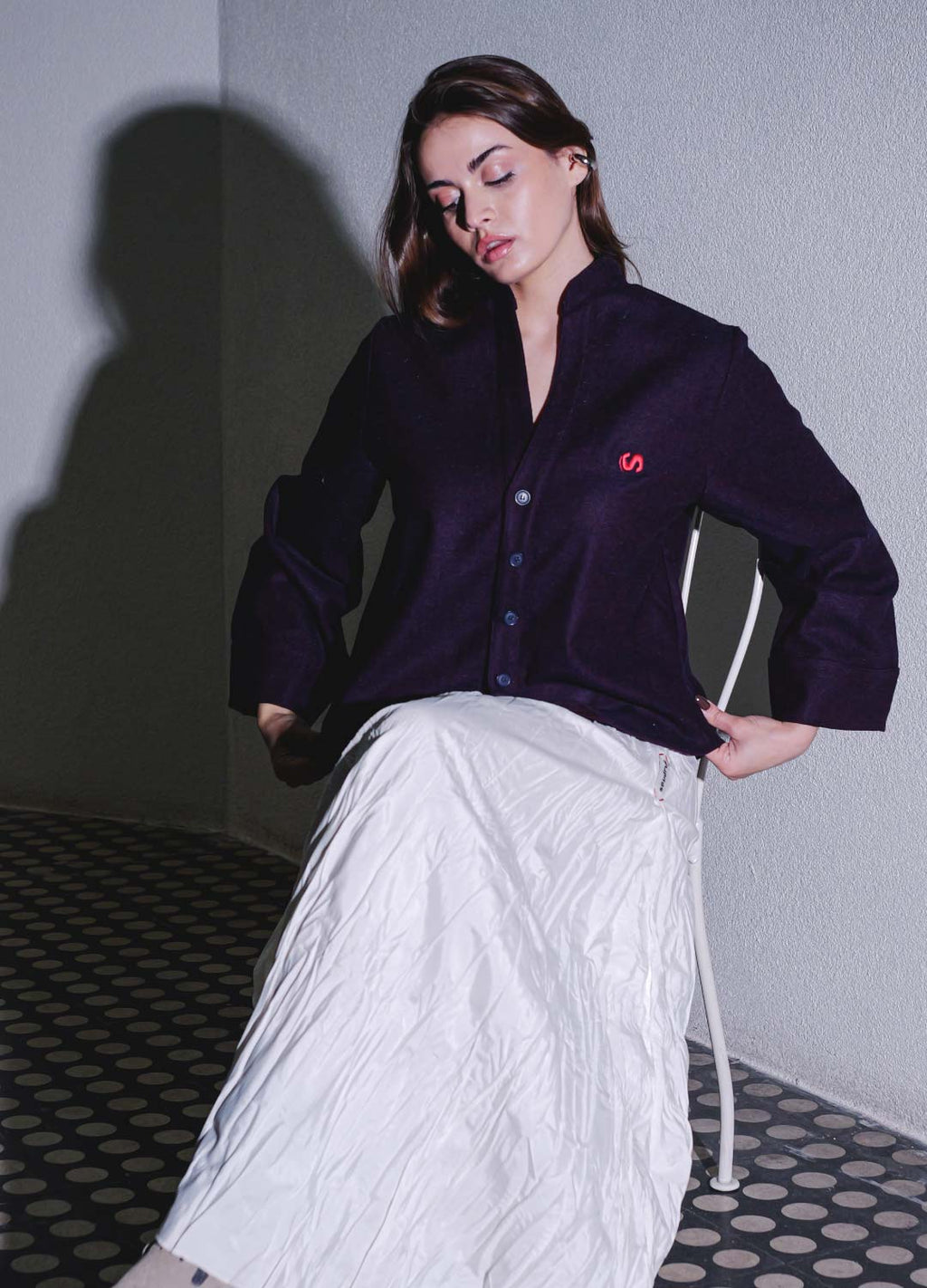 Effortless Logo Nakışlı %30 Yün Mor Hırka