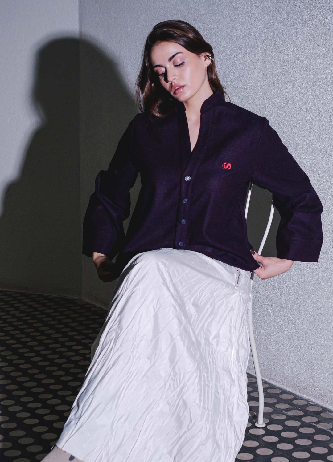 Effortless Logo Nakışlı %30 Yün Mor Hırka