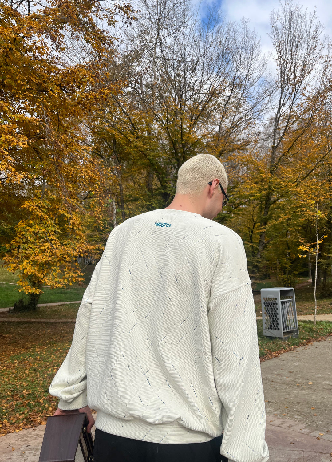 Unisex Beige Symphony Dokulu Ekru Sweatshirt