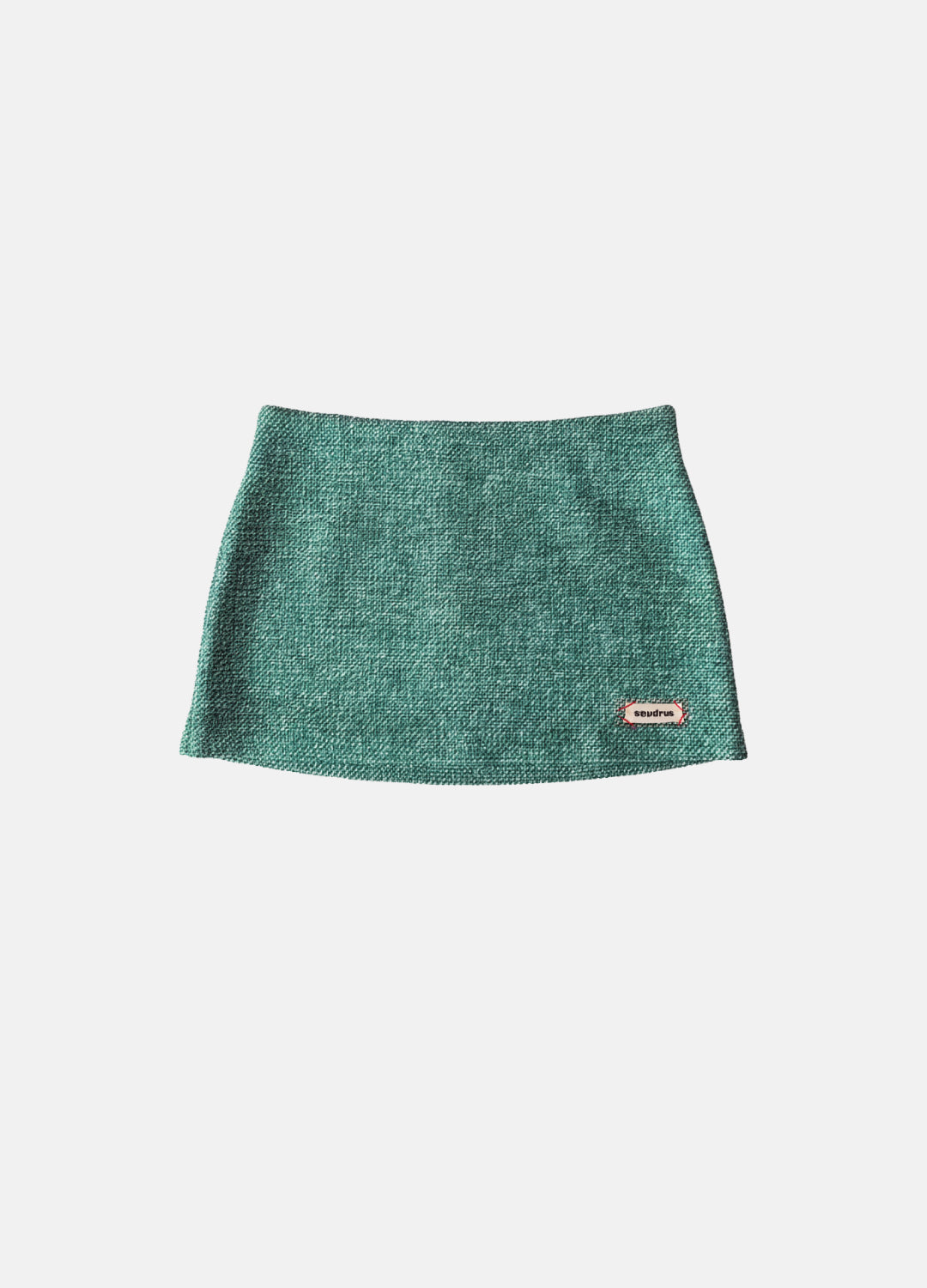 Emerald Green Mini Yün Karışımlı Etek