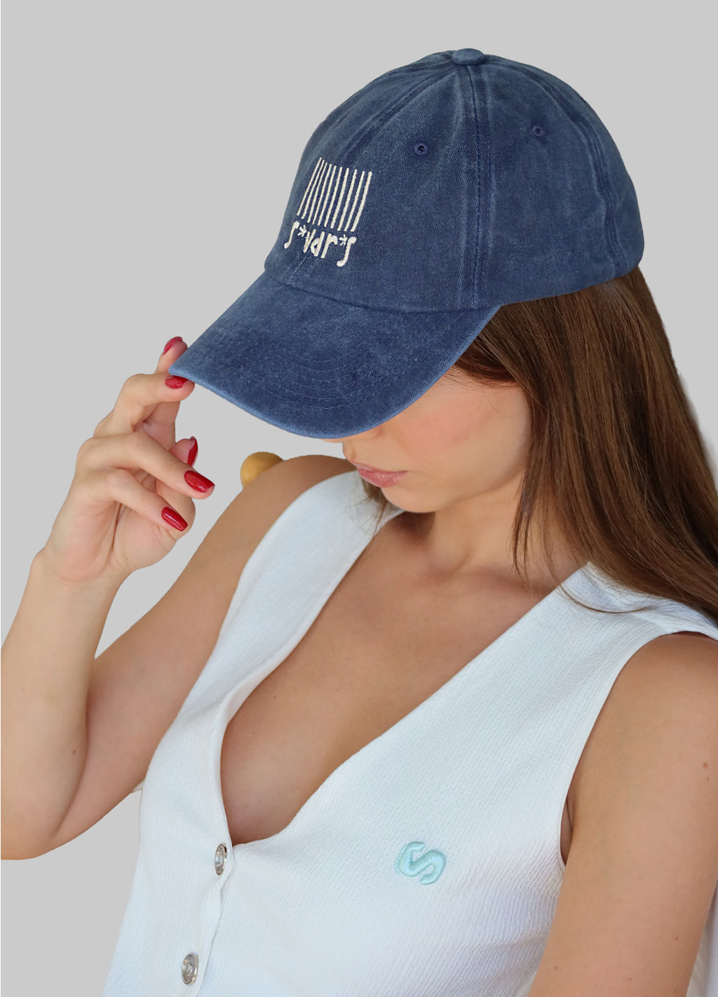 Barcode s*vdr*s Nakışlı Yıkamalı Mavi Unisex Şapka