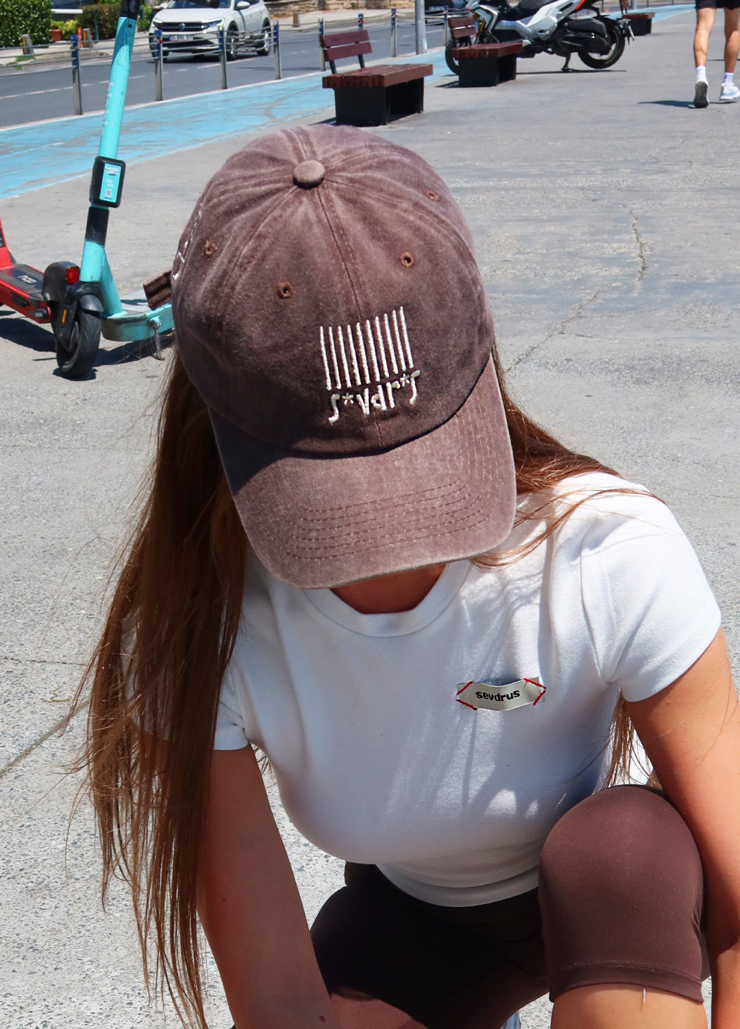 Barcode s*vdr*s Nakışlı Yıkamalı Kahverengi Unisex Şapka