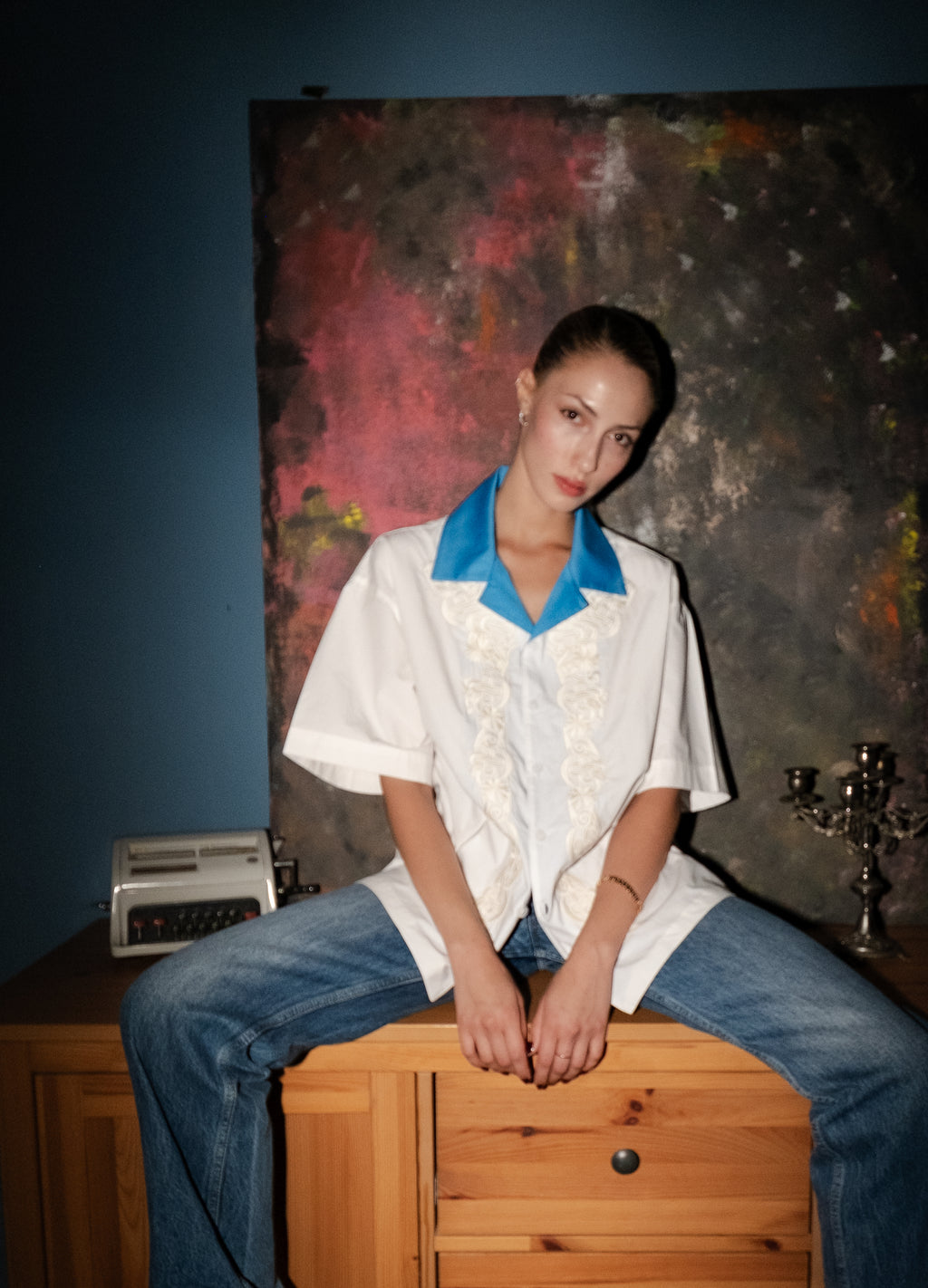 Unisex Embroidered  White Shirt 011