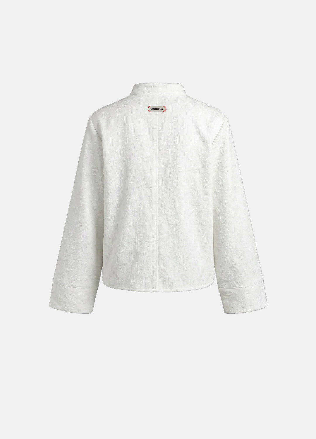 Effortless Beyaz Düğmeli V Yaka Bluz Logo Nakışlı