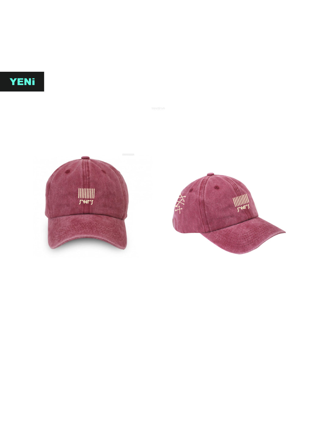 PRE ORDER - Barcode s*vdr*s Nakışlı Yıkamalı Bordo Unisex Şapka