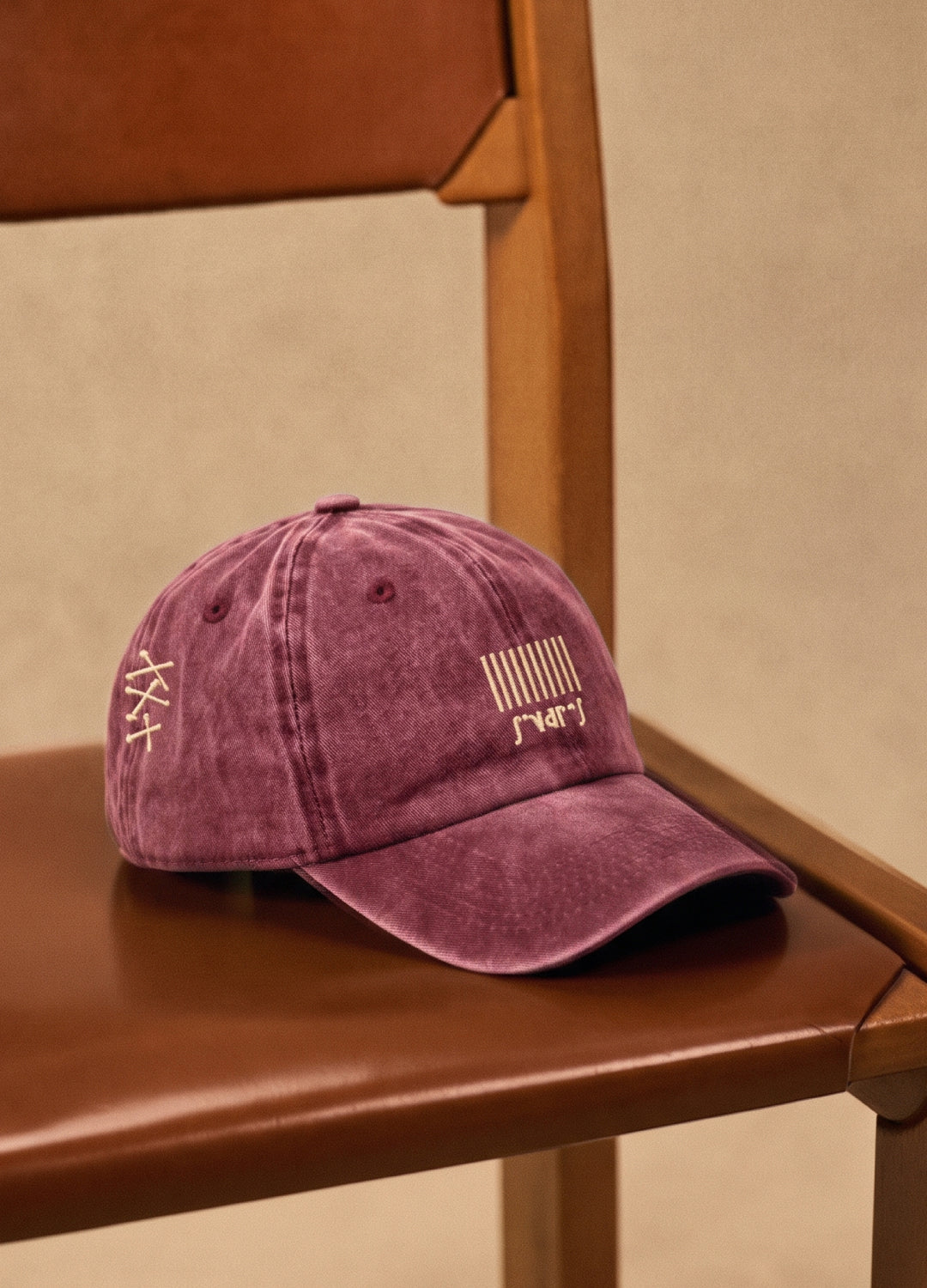 Barcode s*vdr*s Nakışlı Yıkamalı Bordo Unisex Şapka