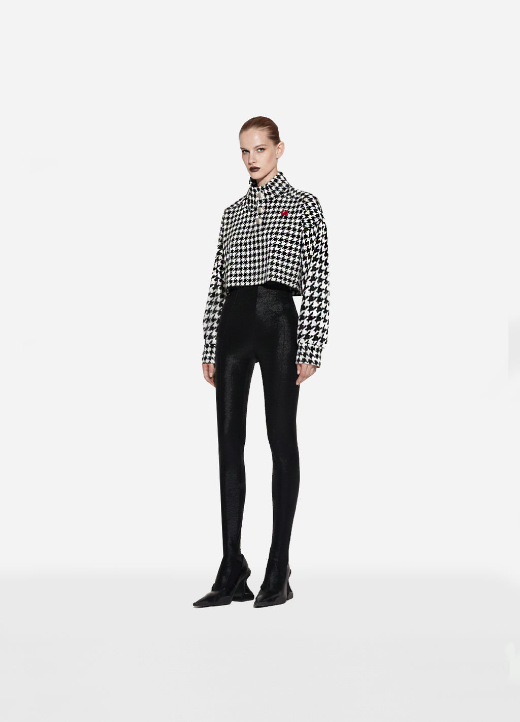 Shadow Ace High Collar Wool Crop Sweatshirt