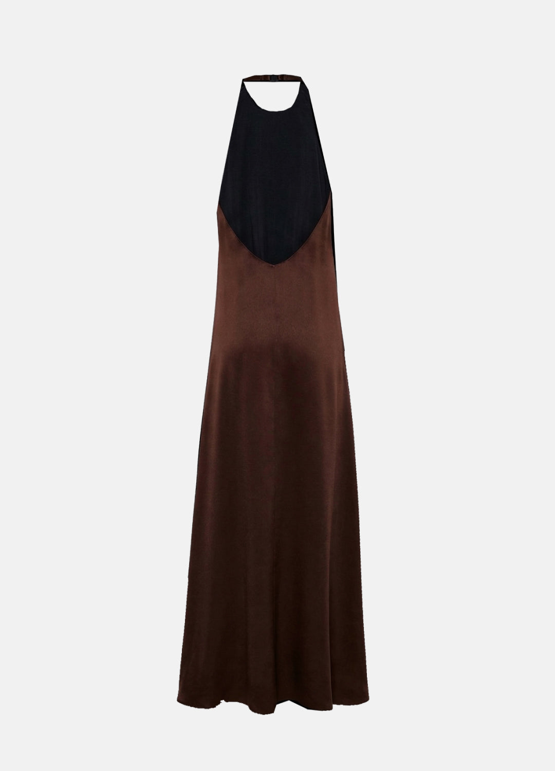 Chestnut Sırt Dekolteli Saten Maxi Elbise