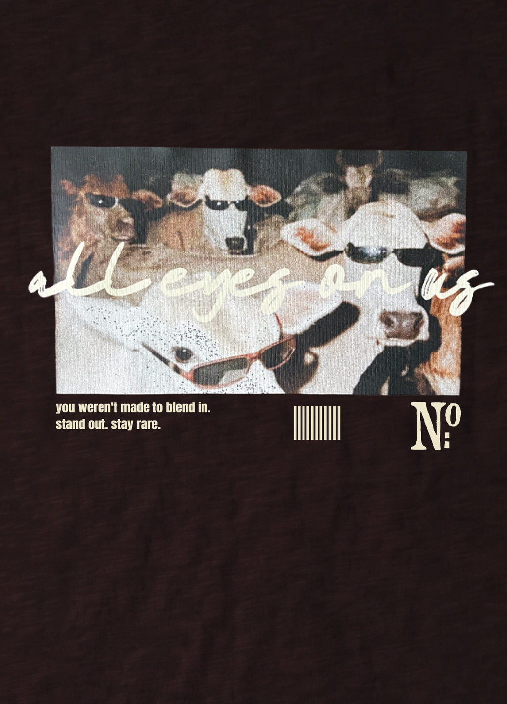 All Eyes On Us Baskılı Kahverengi Regular T-Shirt