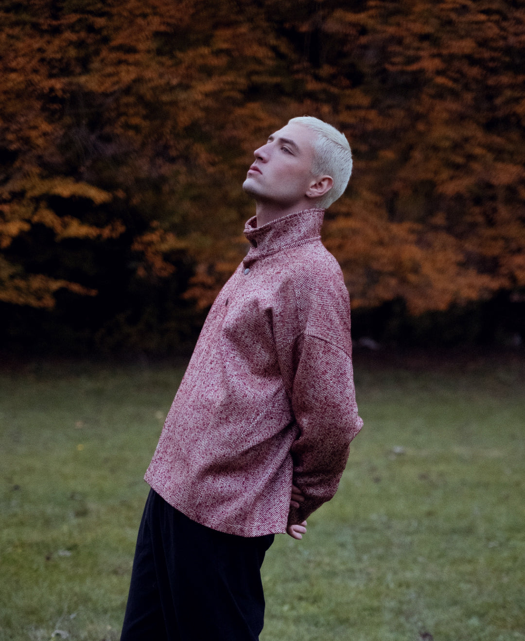 Unisex Garnet Dik Yakalı Yün Sweatshirt