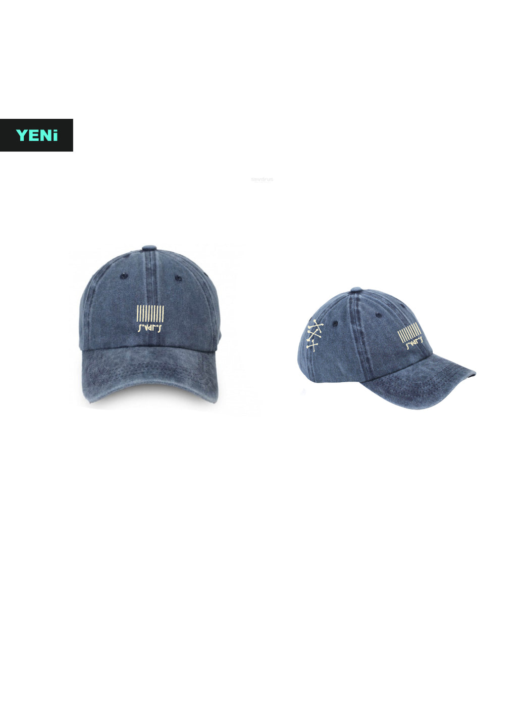 PRE ORDER - Barcode s*vdr*s Nakışlı Yıkamalı Mavi Unisex Şapka