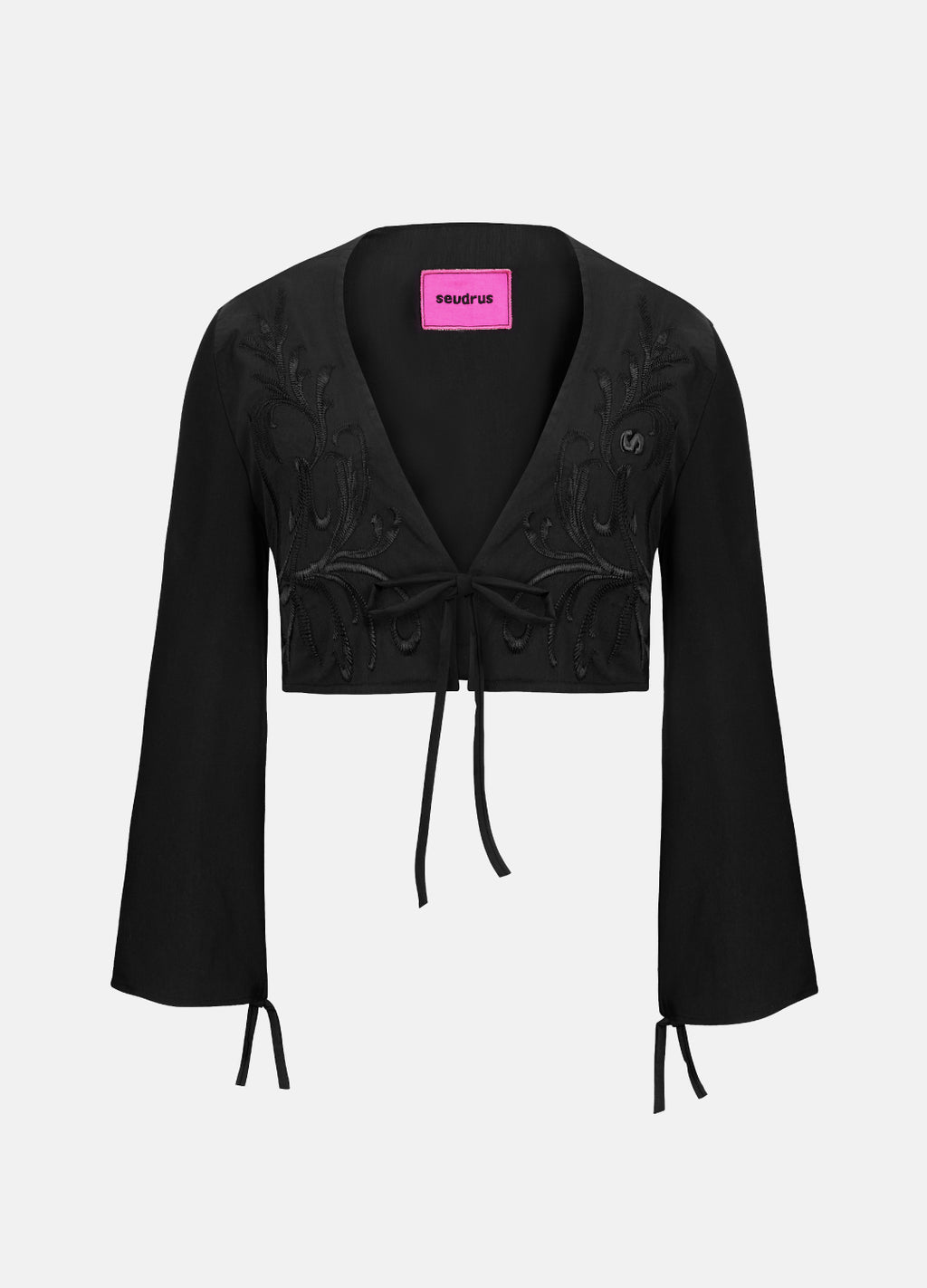 Embroidered Cotton Black Floral Cardigan