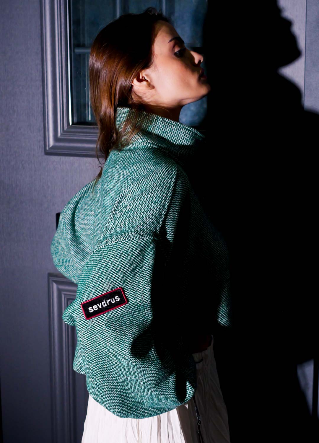 Maison Jade Dik Yaka Yün Crop Sweatshirt