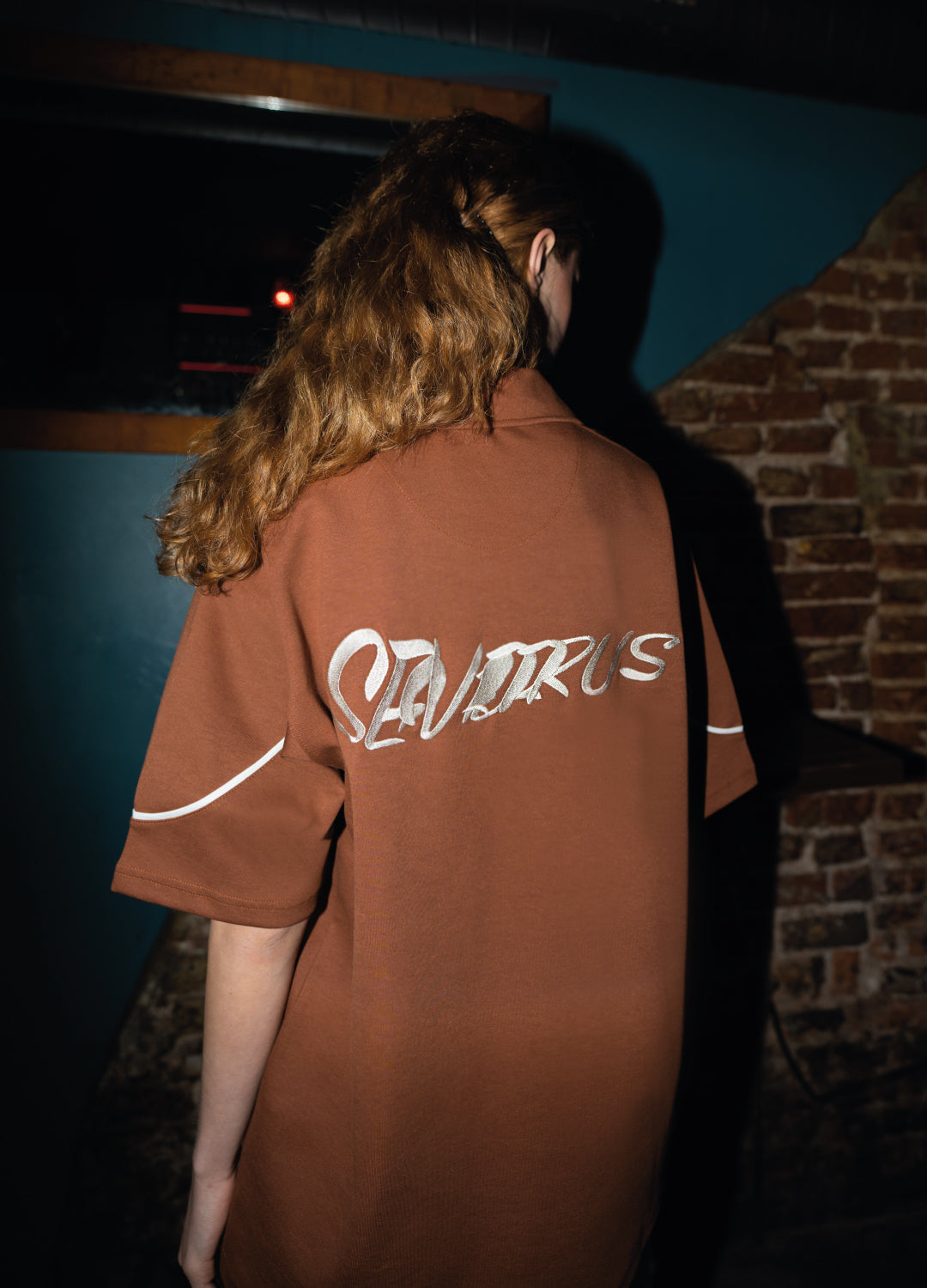 Unisex Polo Neck Brown T-Shirt 02