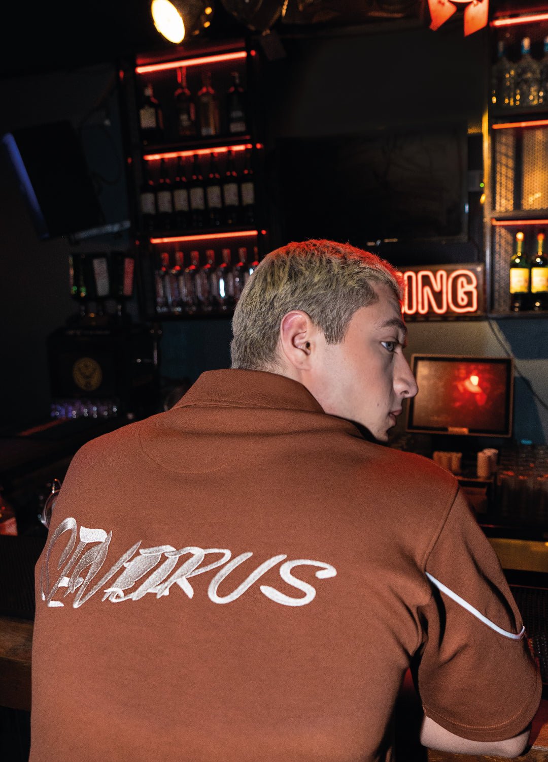 Unisex Polo Neck Brown T-Shirt 02