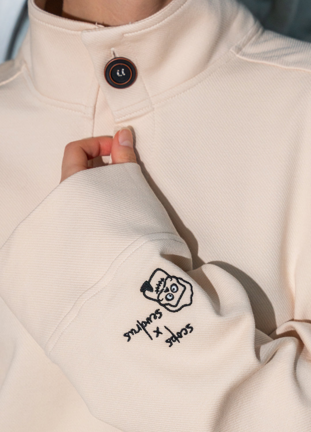 Unisex Cream High Collar Sweatshirt Scops x Sevdrus Collab