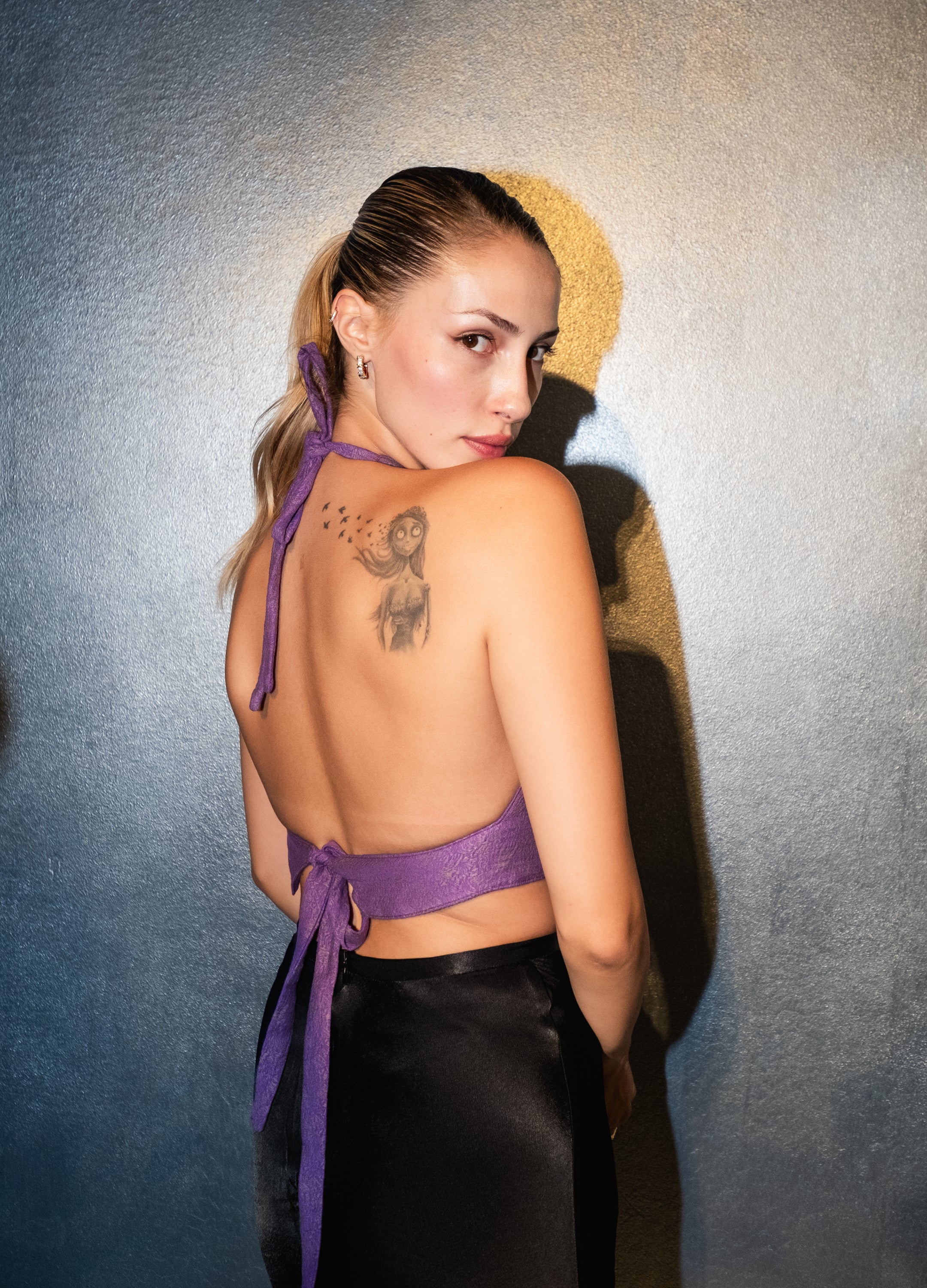 Embroidered Purple Logo Bustier