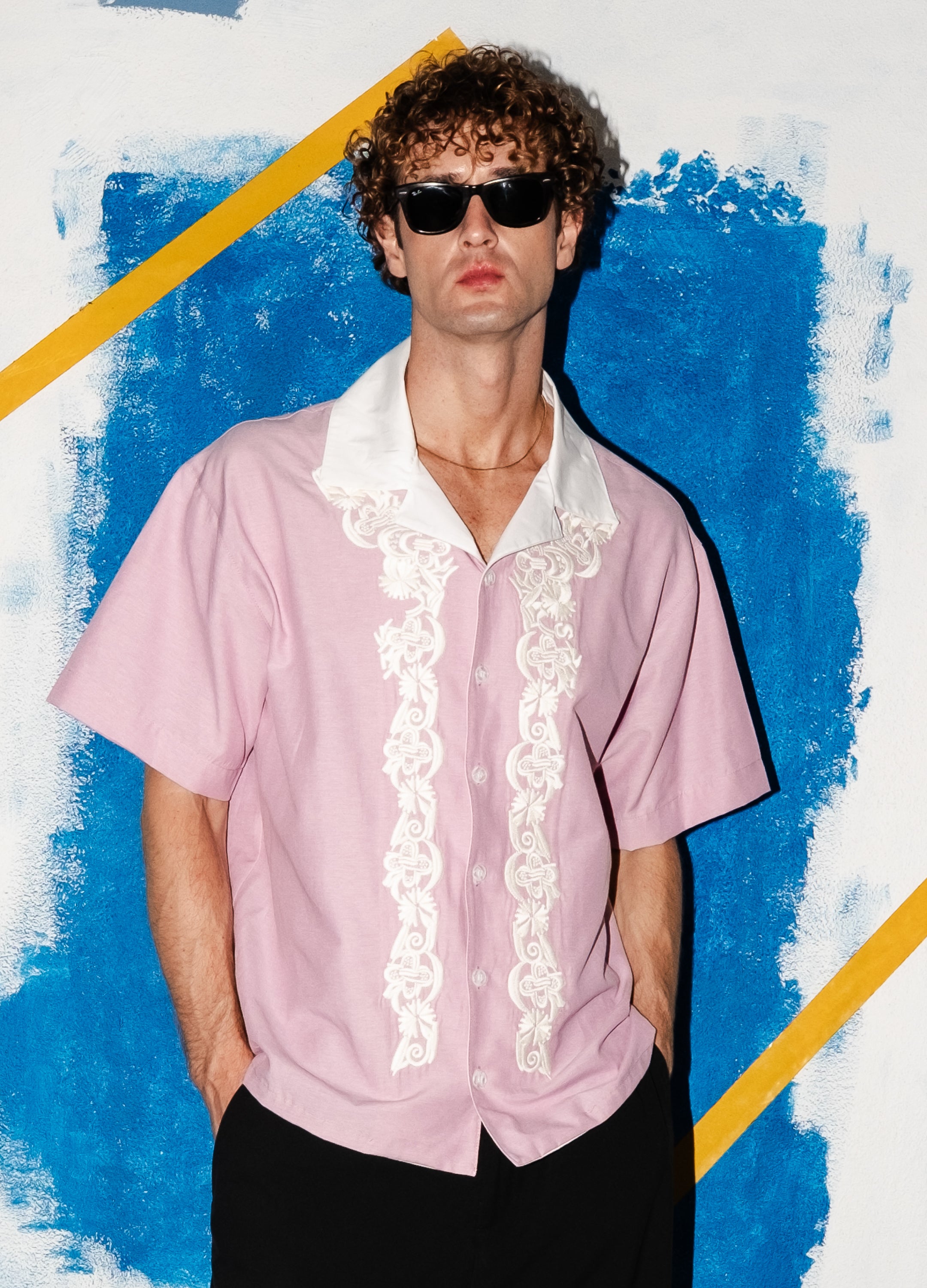 Unisex Embroidered Pink Shirt 010