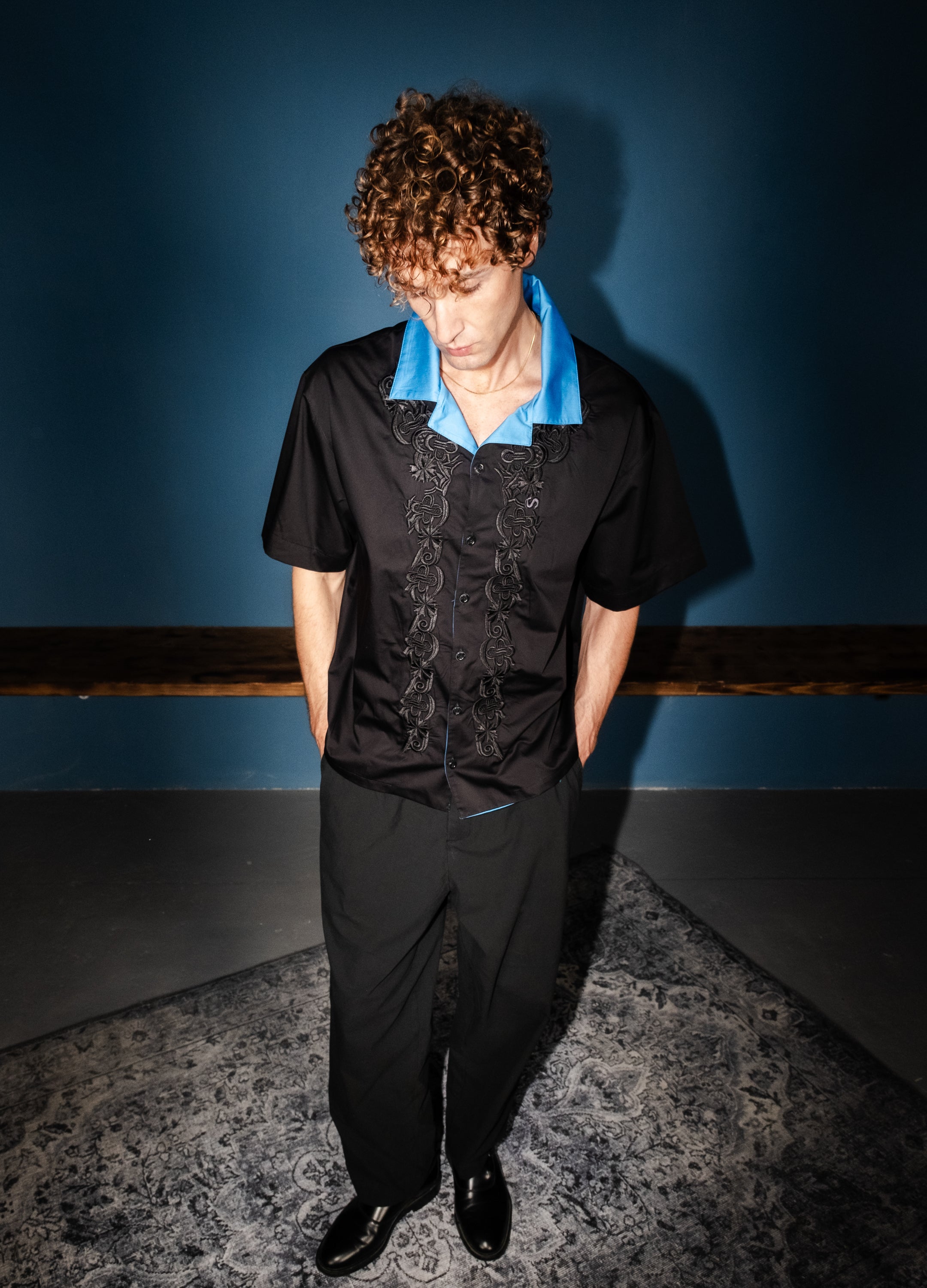 Unisex Embroidered Black Shirt 012