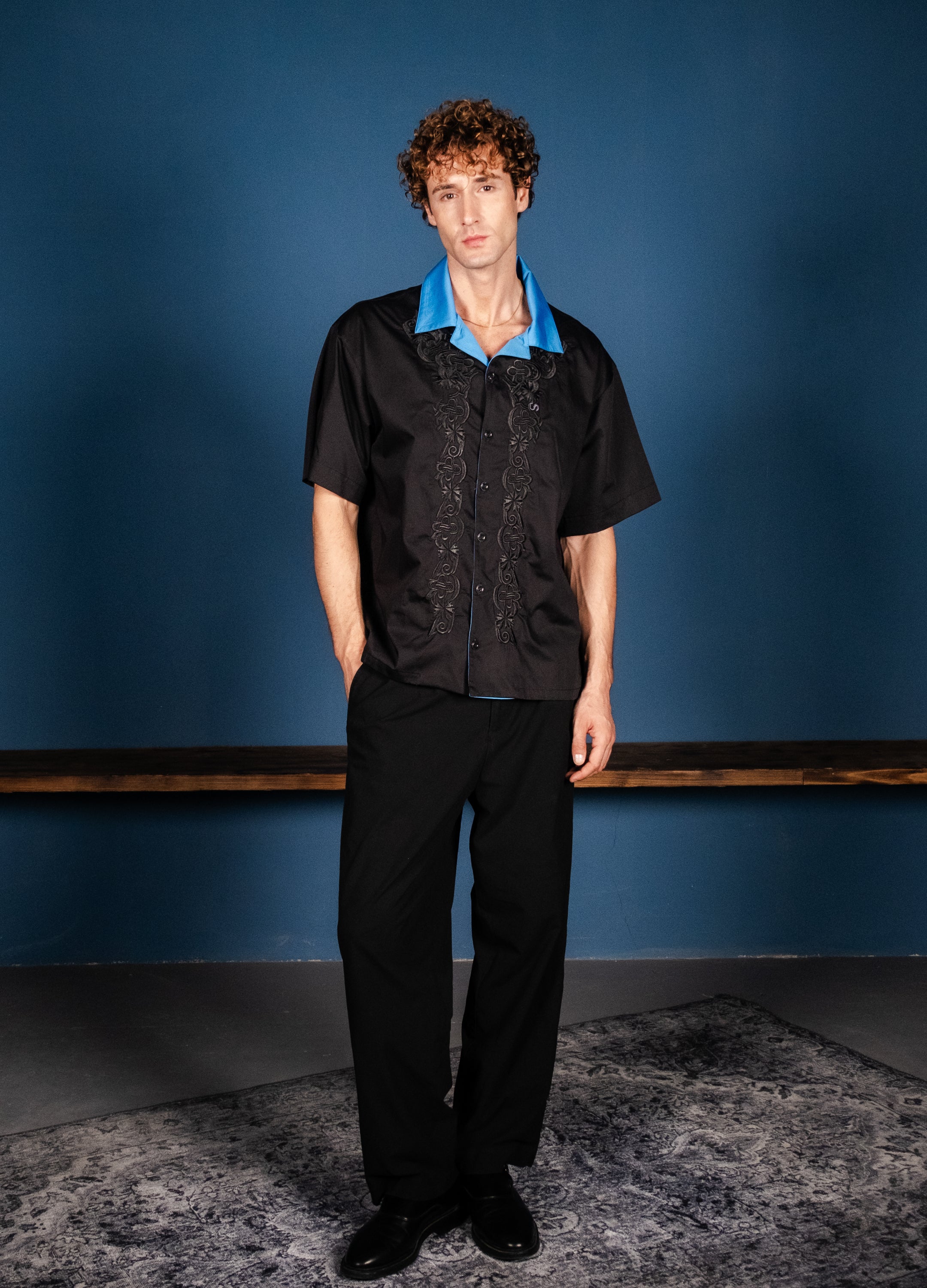 Unisex Embroidered Black Shirt 012