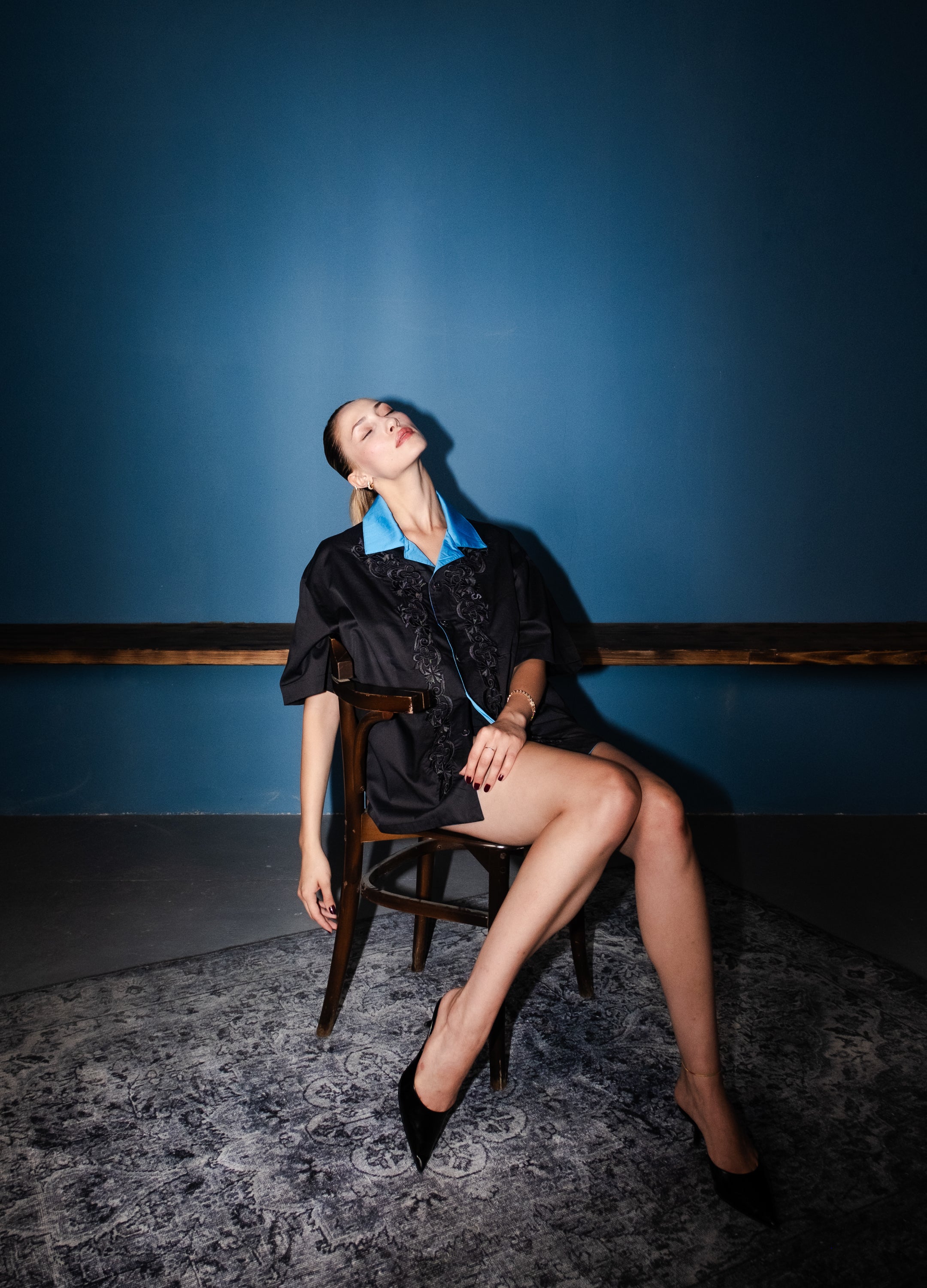 Unisex Embroidered Black Shirt 012